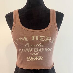 Full Tilt Brown Graphic Crop Top